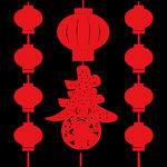 春福新年喜庆剪纸PNG免扣素材