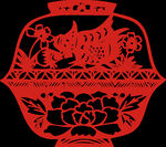 花篮新年喜庆剪纸PNG免扣素材