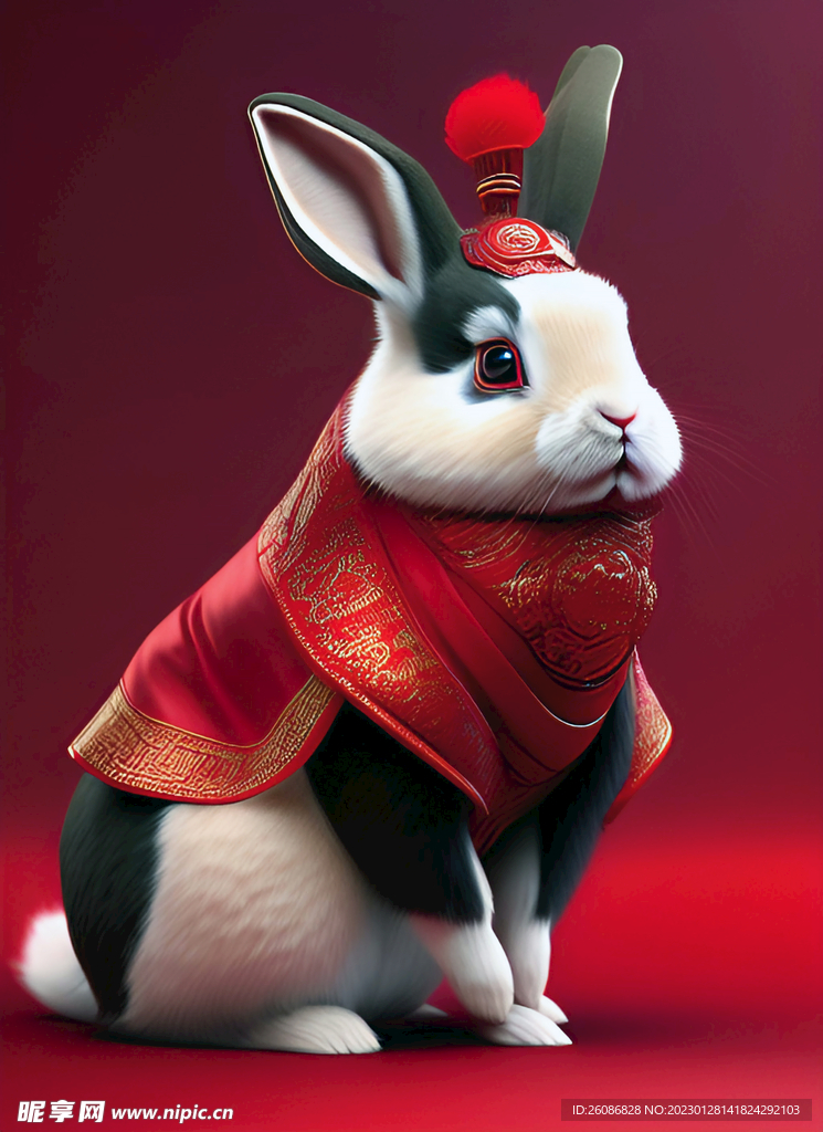 2023兔年中国风兔子