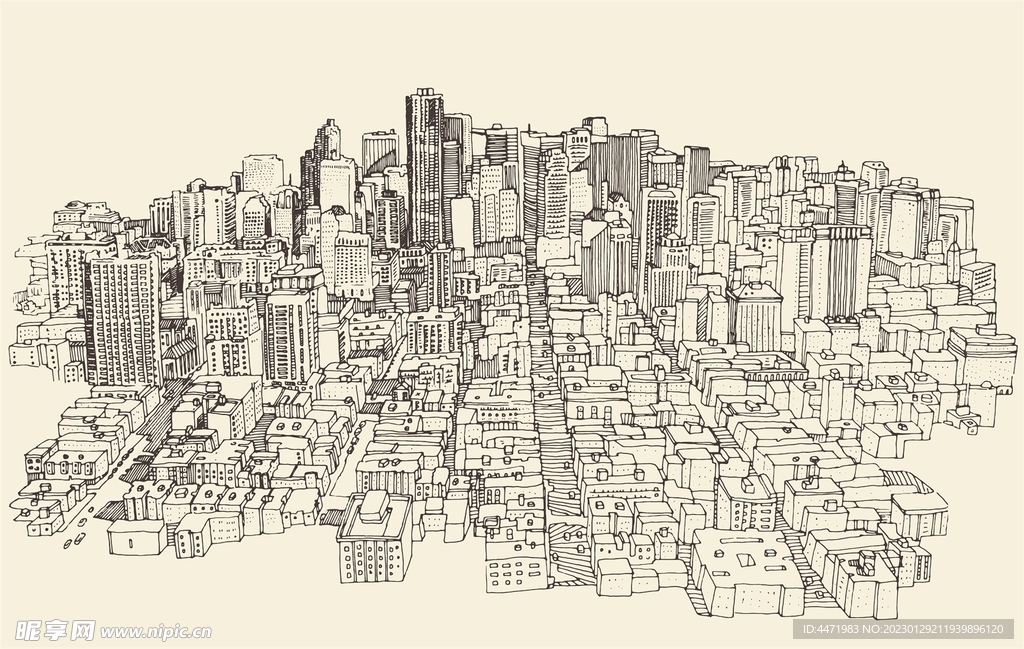 城建线描插画