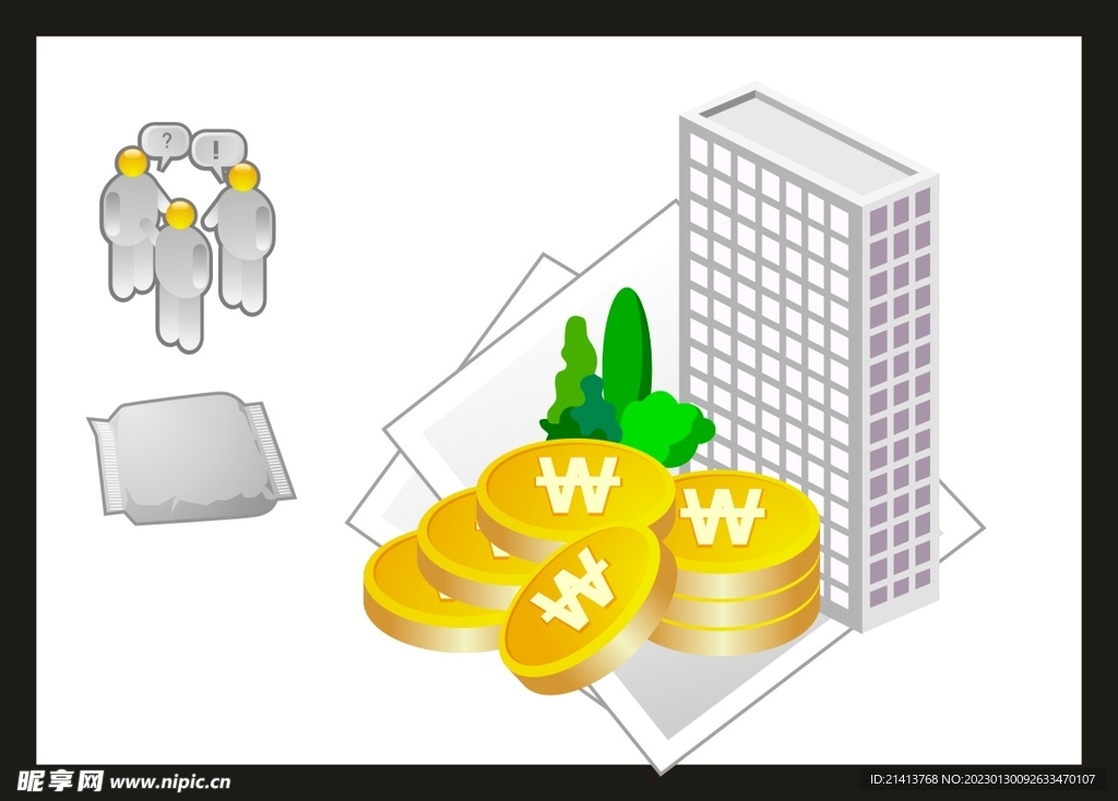 手绘金融货币 