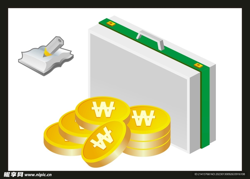 手绘金融货币 