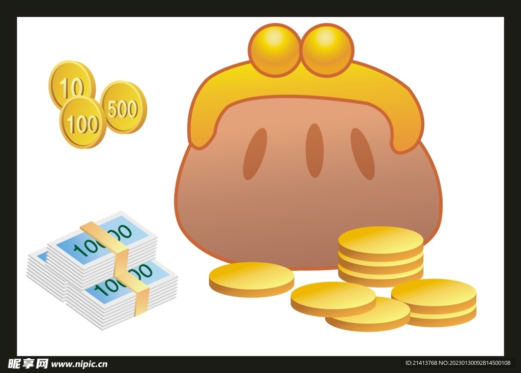 手绘金融货币 
