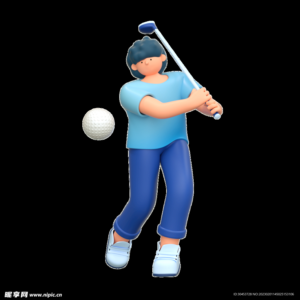 3D立体C4D动作运动高尔夫球