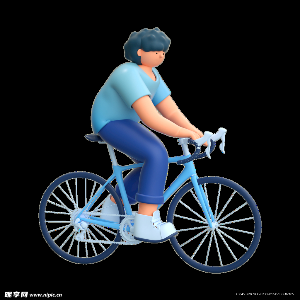 3D立体C4D动作运动自行车骑