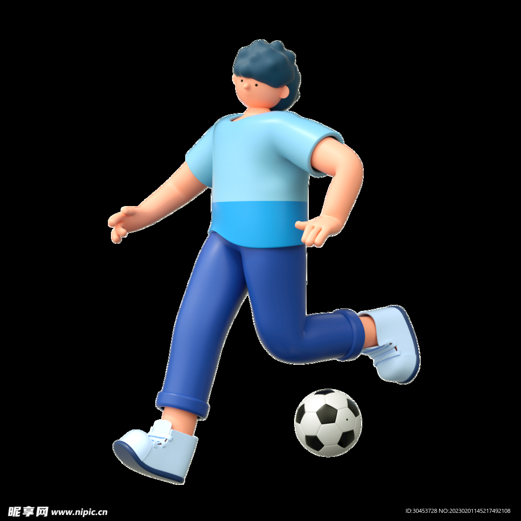3D立体C4D动作足球踢球人物