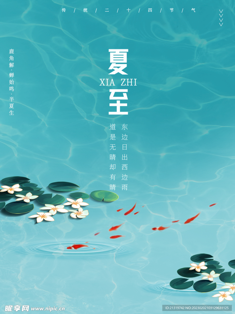 清新凉爽夏至海报