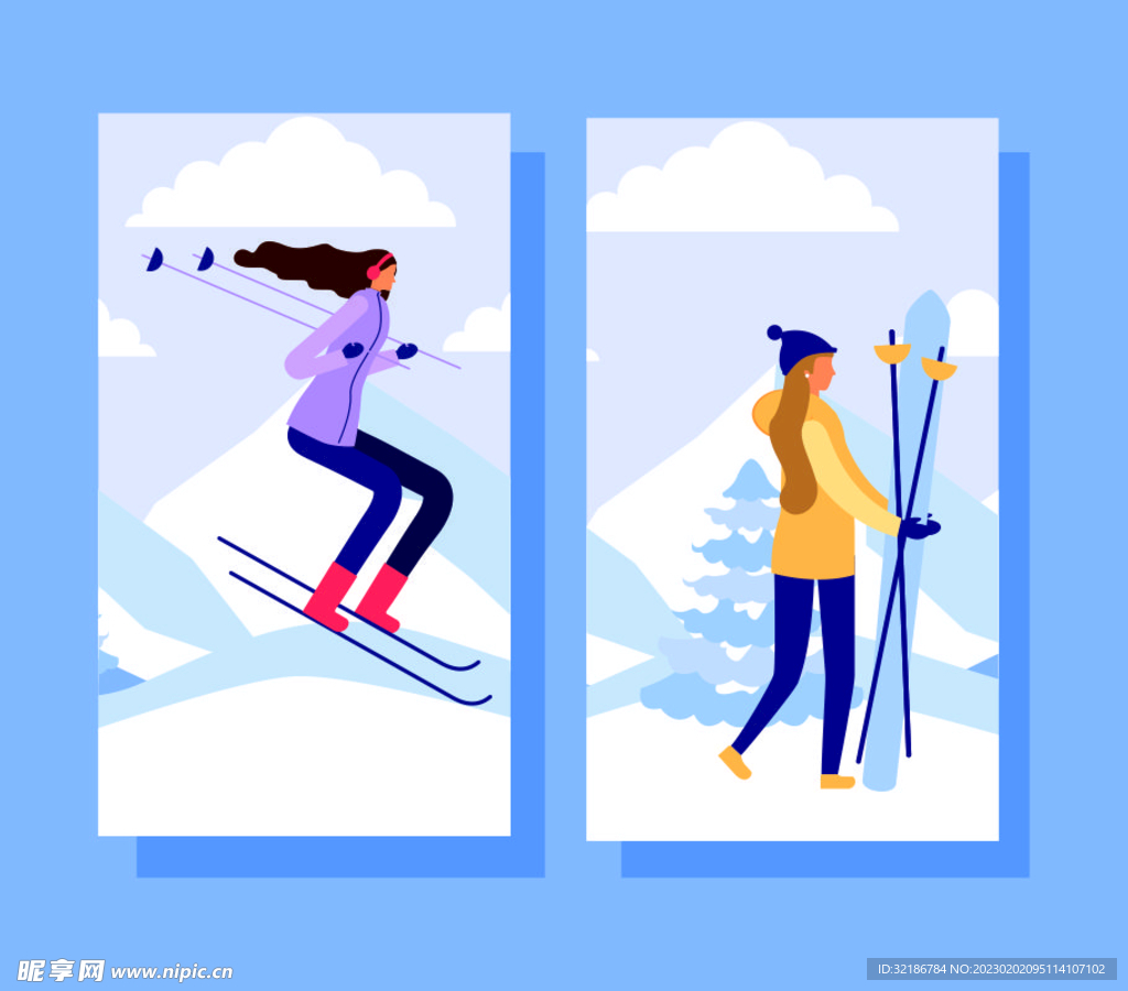 冬季滑雪矢量