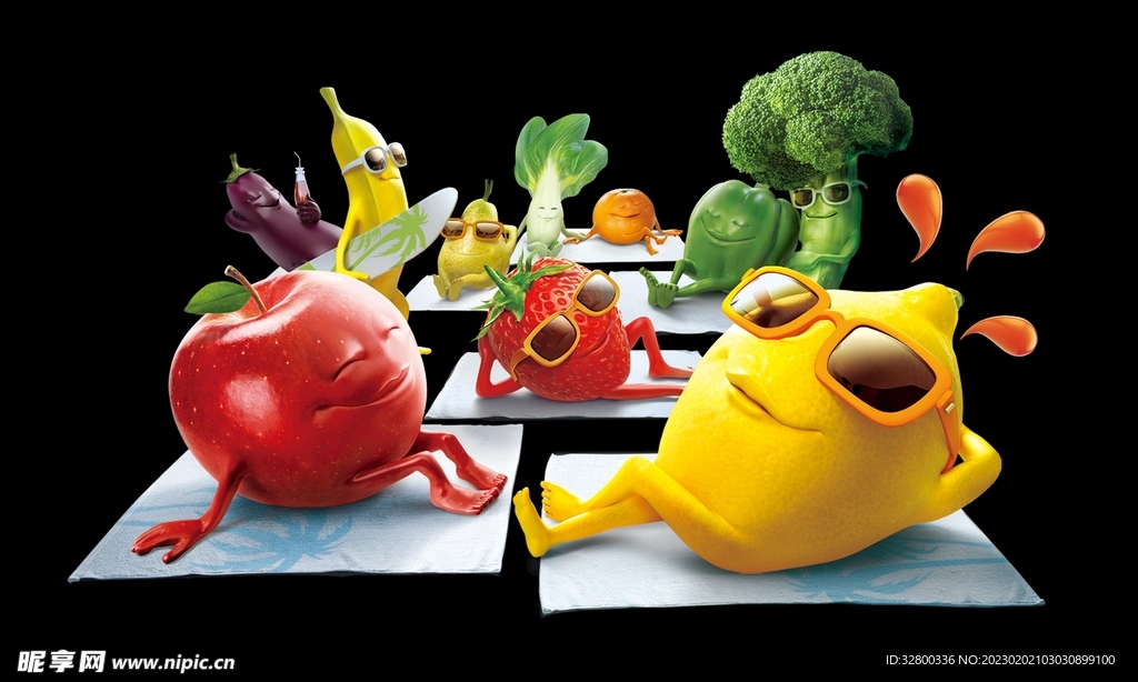 水果蔬菜卡通总动人 素免抠图片
