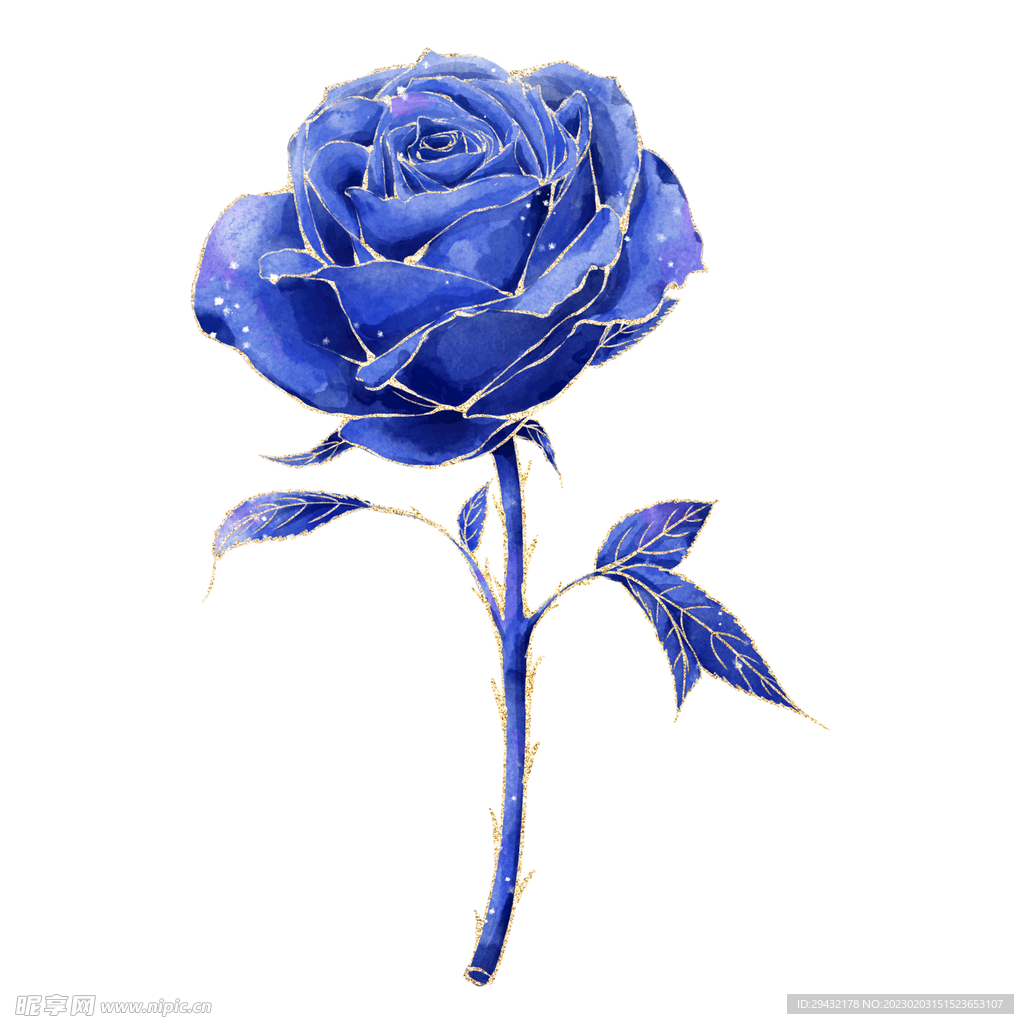 三朵蓝玫瑰花元素图片_装饰图案_设计元素-图行天下素材网