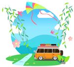 春季开车旅行春游
