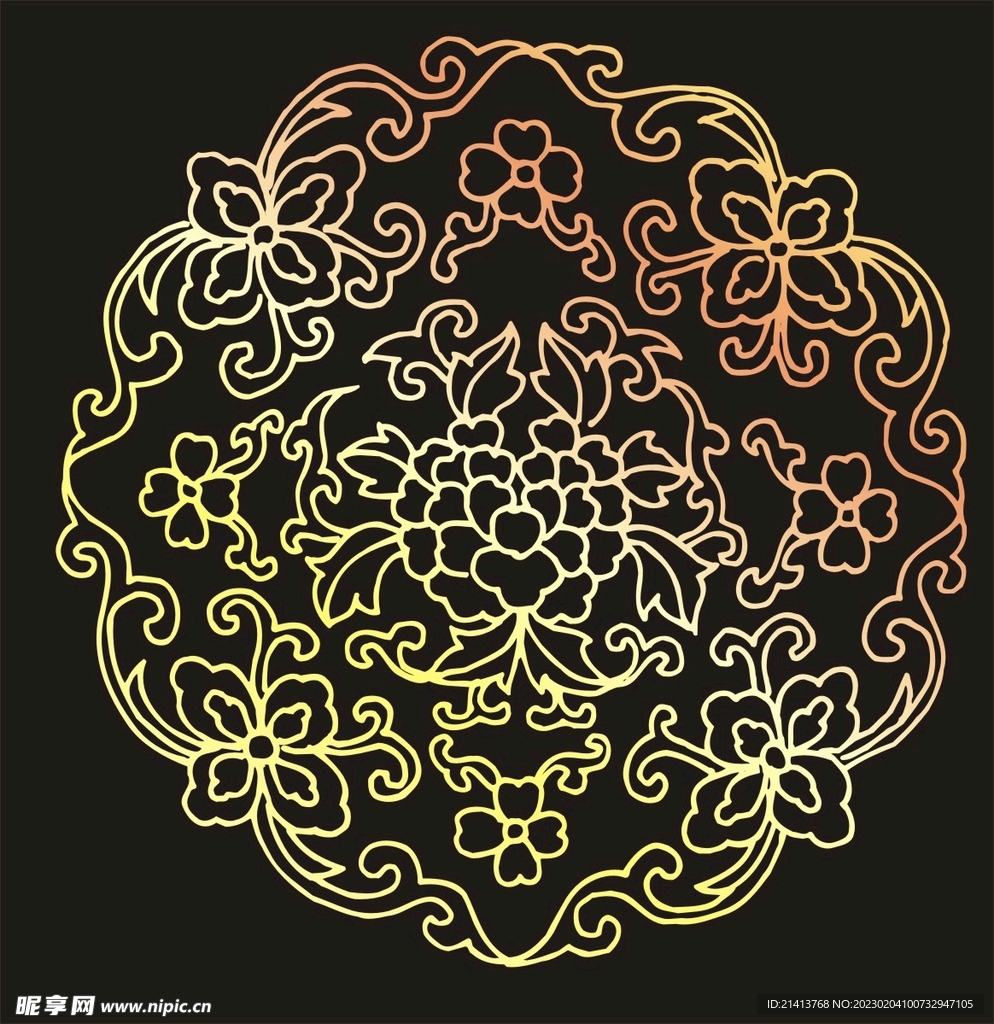 圆形传统花纹 