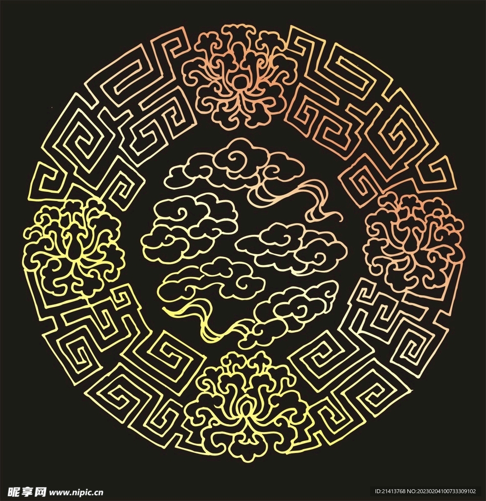 圆形传统花纹  