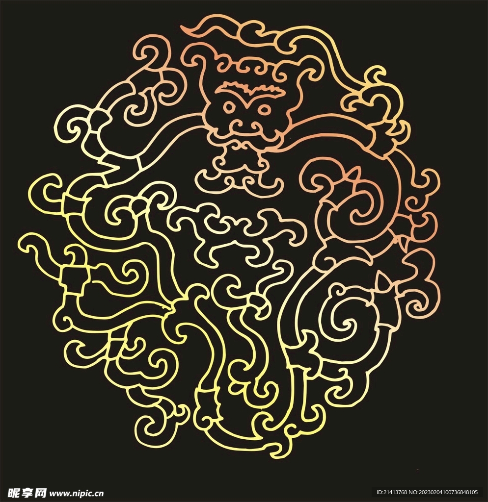 圆形传统花纹 