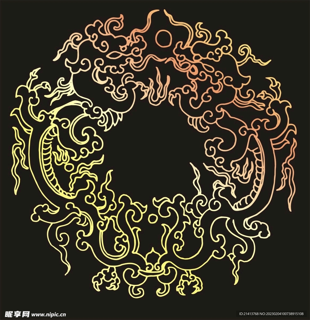圆形传统花纹 