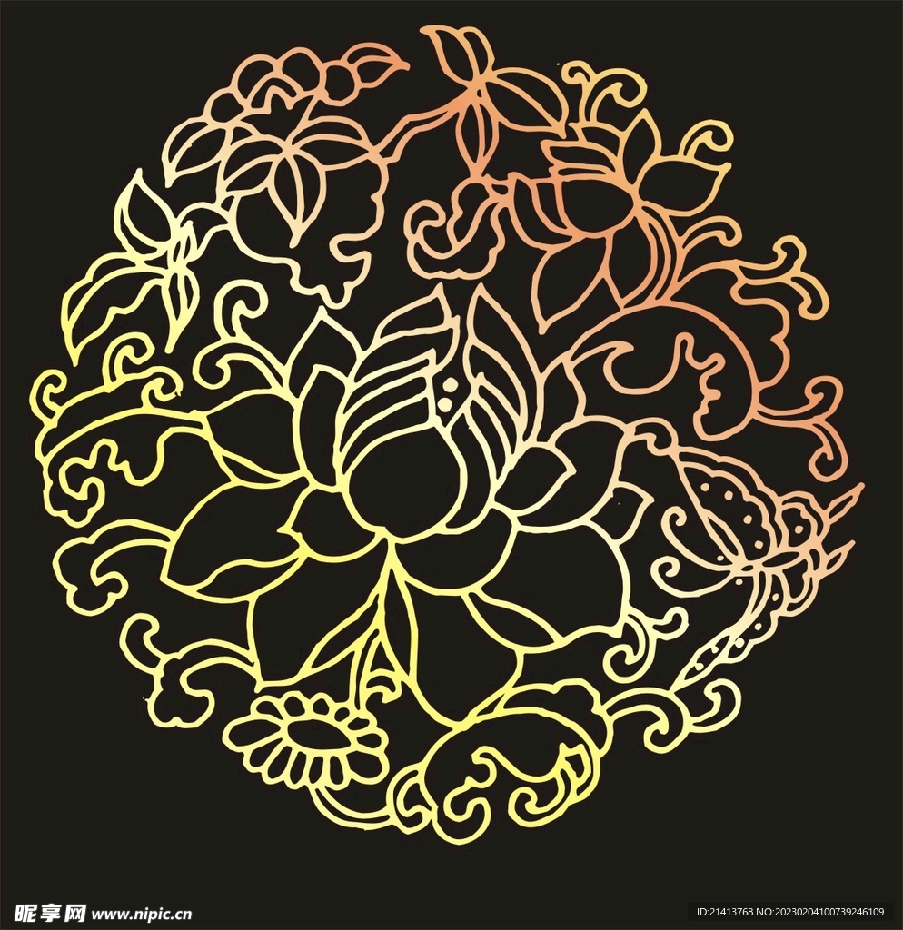 圆形传统花纹 