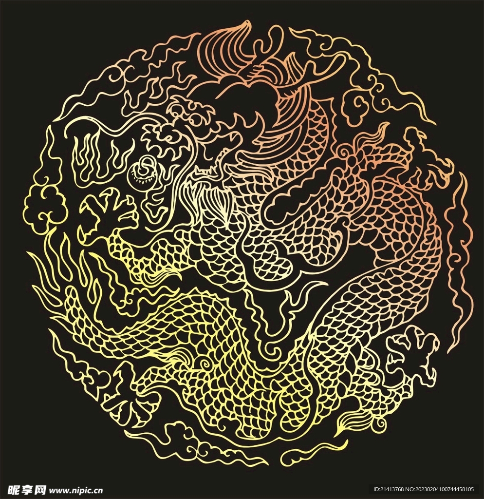 传统龙纹花纹
