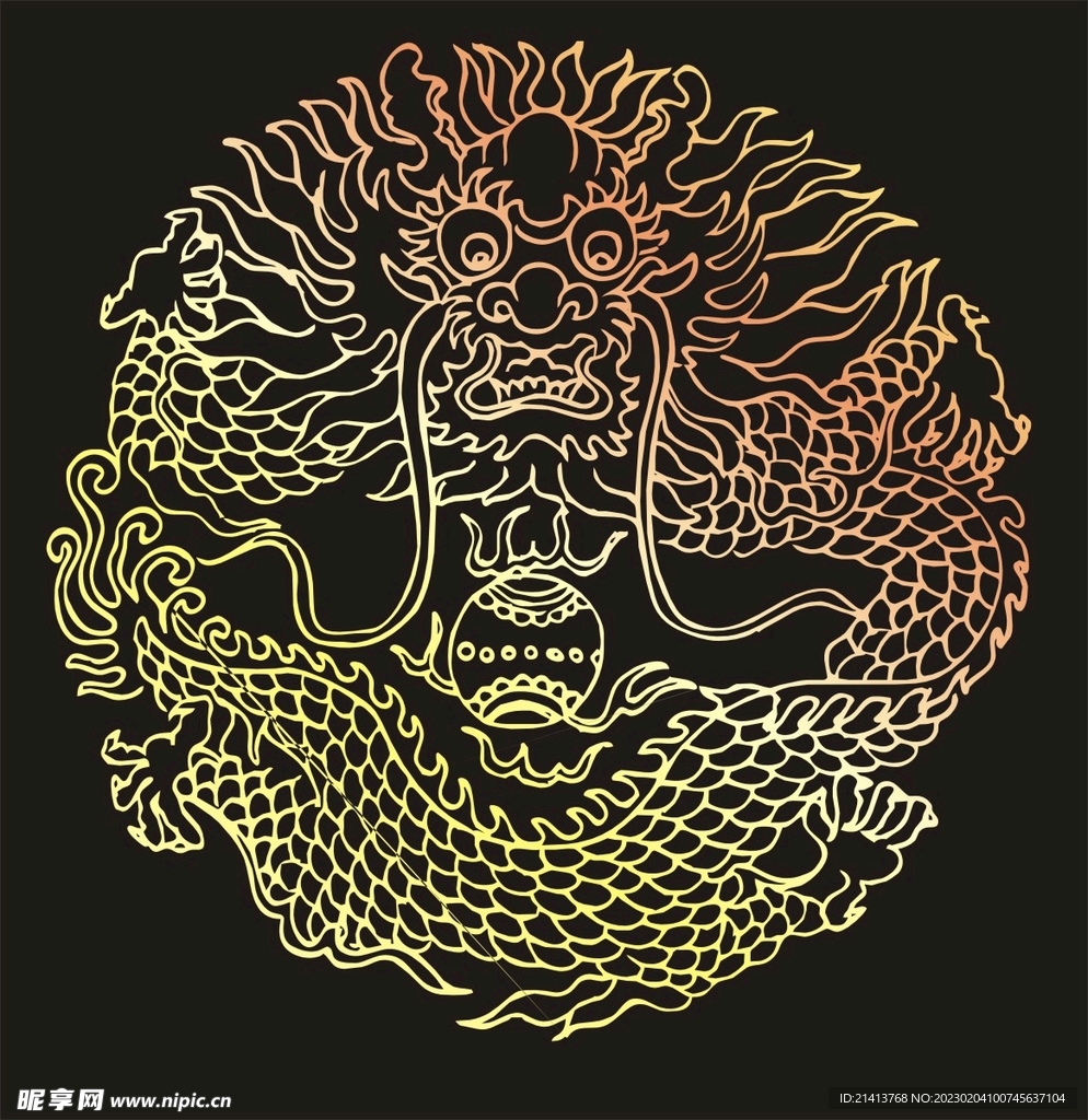 传统龙纹花纹 