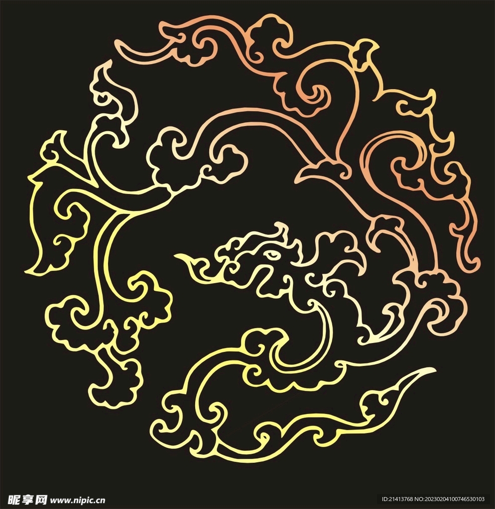 圆形传统花纹 