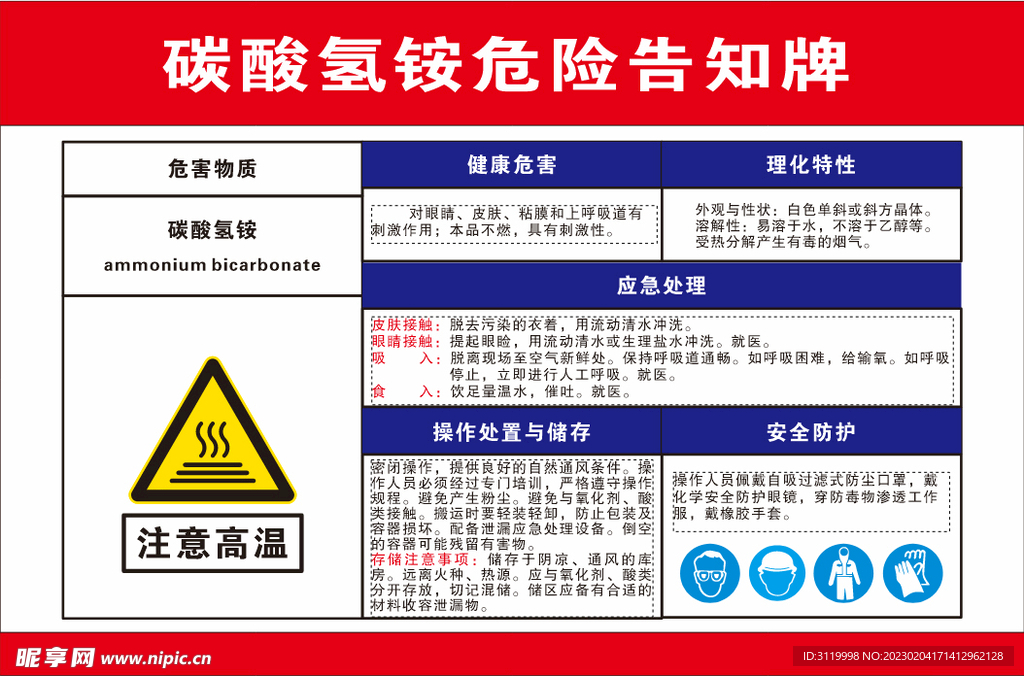碳酸氢铵危险告知牌