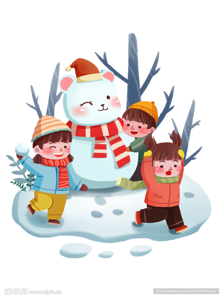 儿童打雪仗