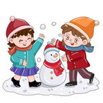打雪仗的孩子们