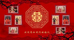 中式红色梅花照片墙背景