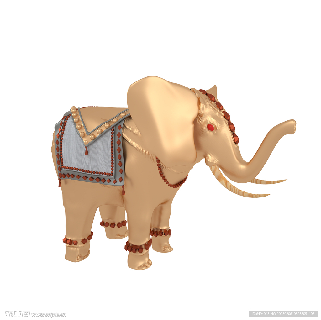 金色大象珠宝亚洲大象单层免抠素