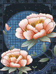 牡丹古典插画         