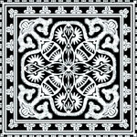 对称黑白花卉装饰纹样