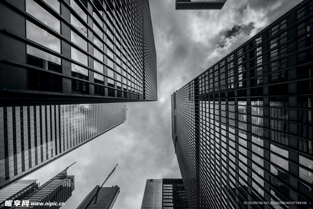 高清现代建筑黑白商务金融背景