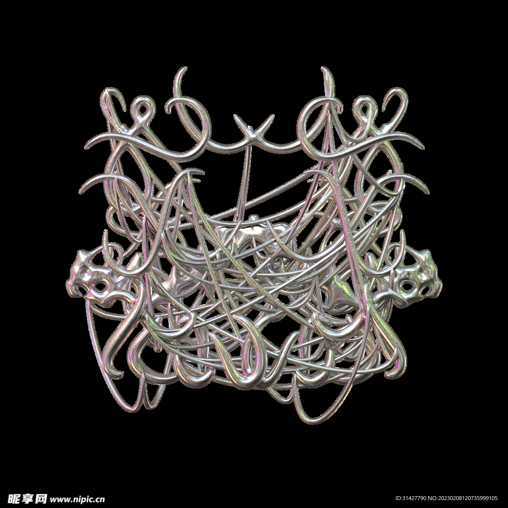 金属镀铬3D液体渲染 