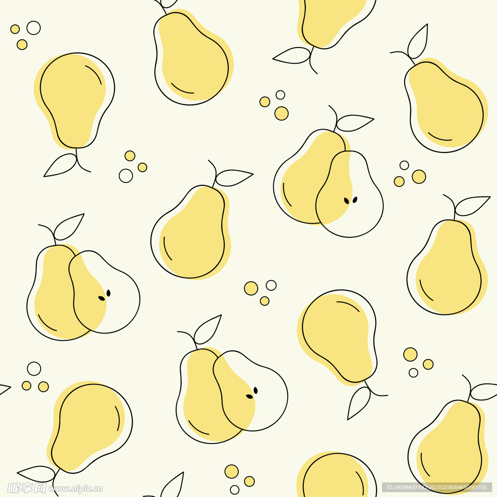 插画手绘黄色梨矢量图案水果图片素材-编号29642350-图行天下