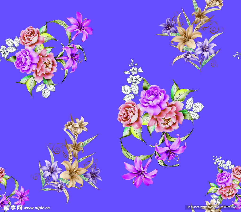  数码印花花卉抽象花卉水彩花