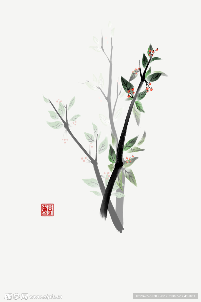 手绘绿色植物