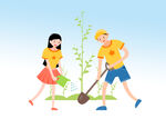  学生植树 