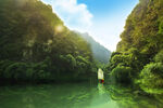 蓝天白云湖光山色美景