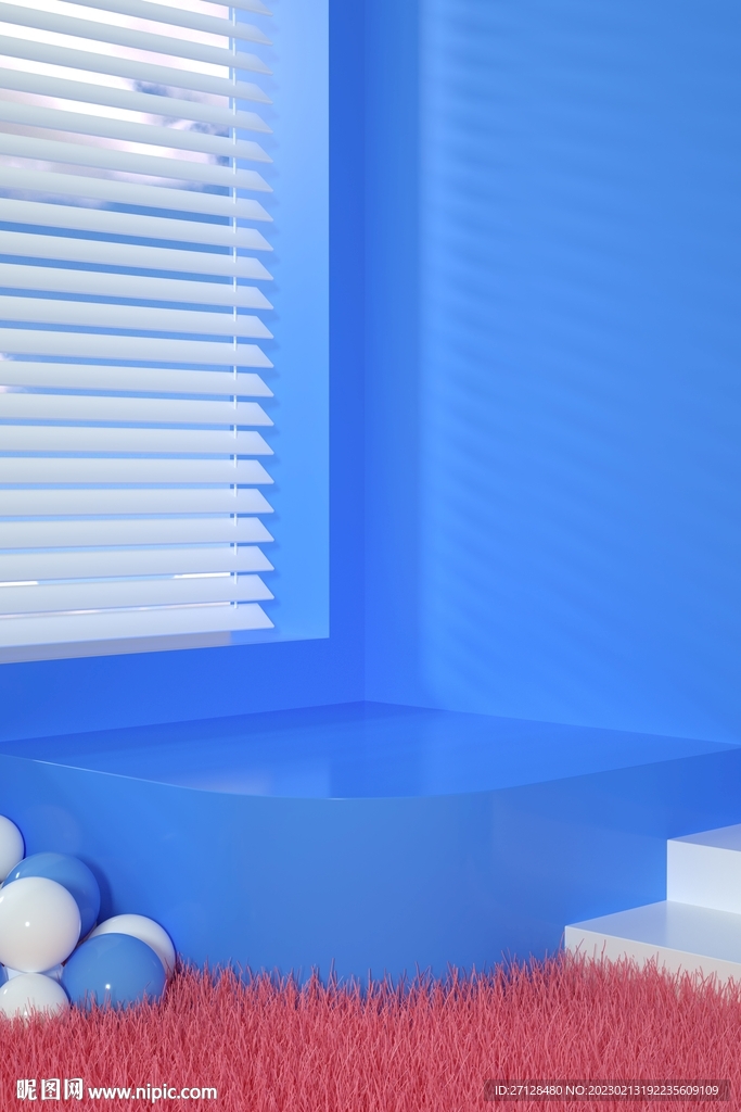 C4D立体展台蓝色简约
