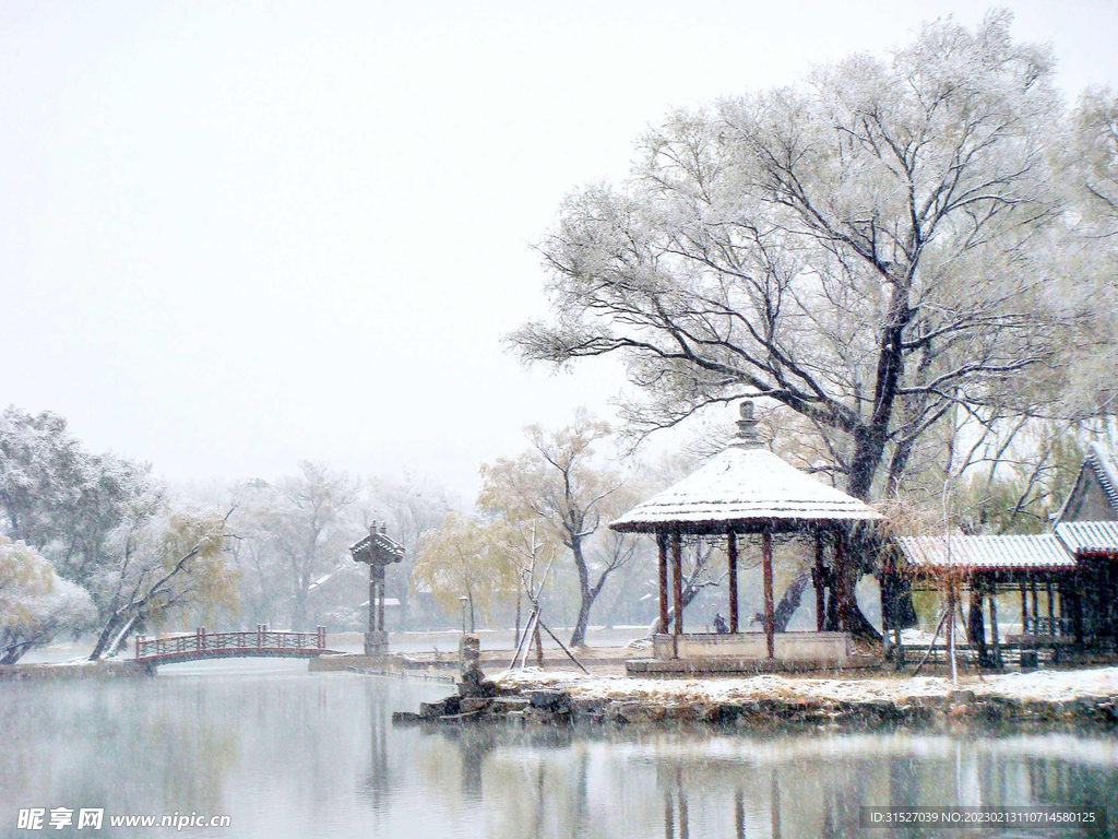 公园雪景