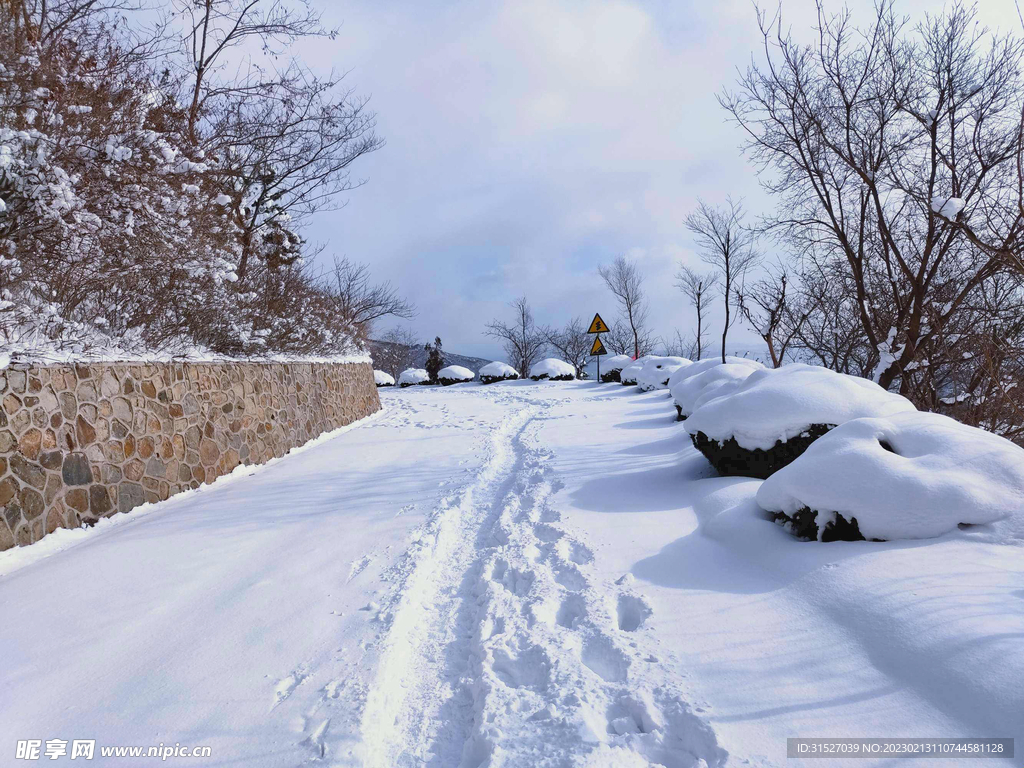 山路雪景