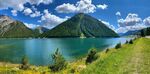 朵朵白云群山湖泊风景摄影