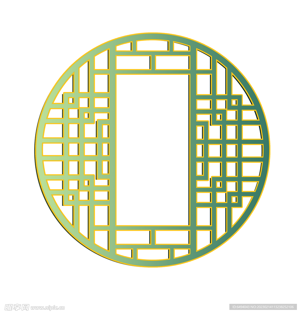 圆形中式雕花镂空窗户图案