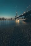 城市建筑物夜景与大桥摄影