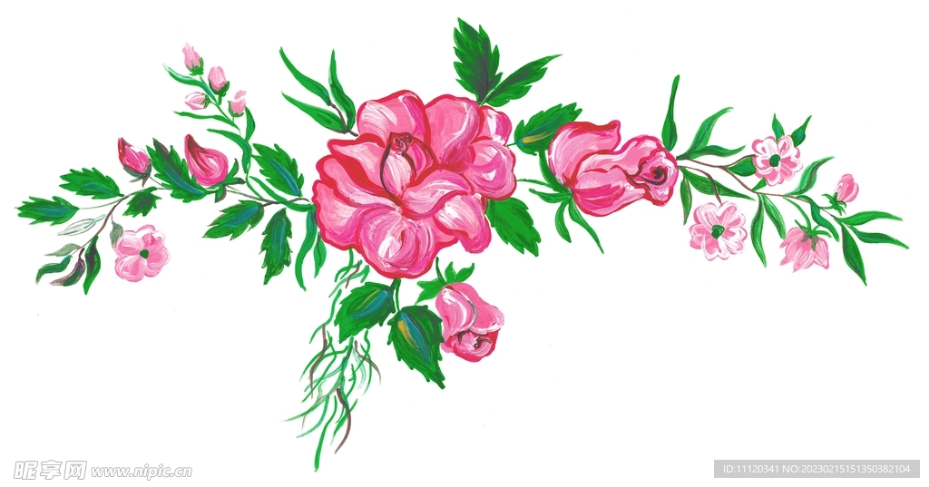 玫瑰花朵水彩绘画矢量素材