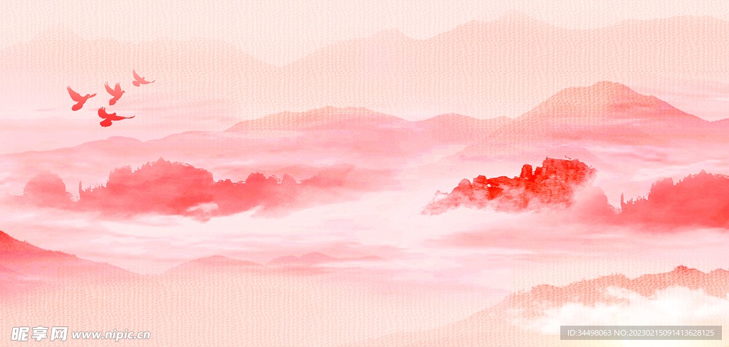 红色山水