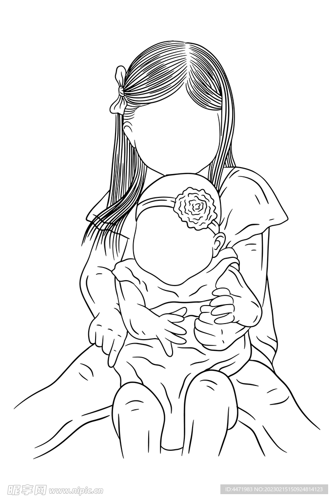 姐弟插画 