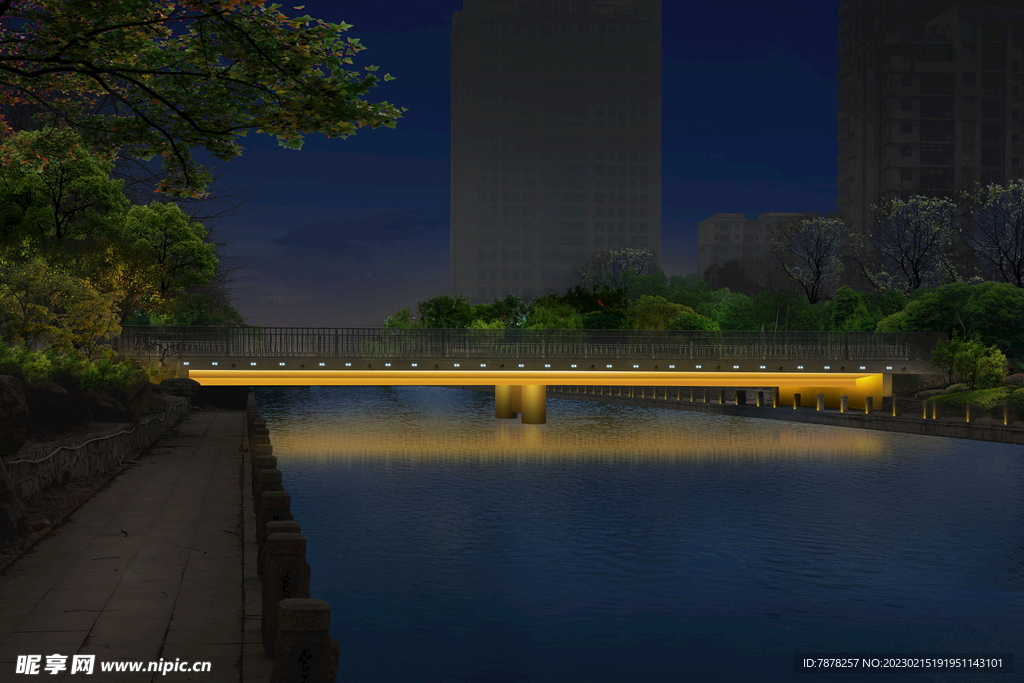 河道桥梁夜景