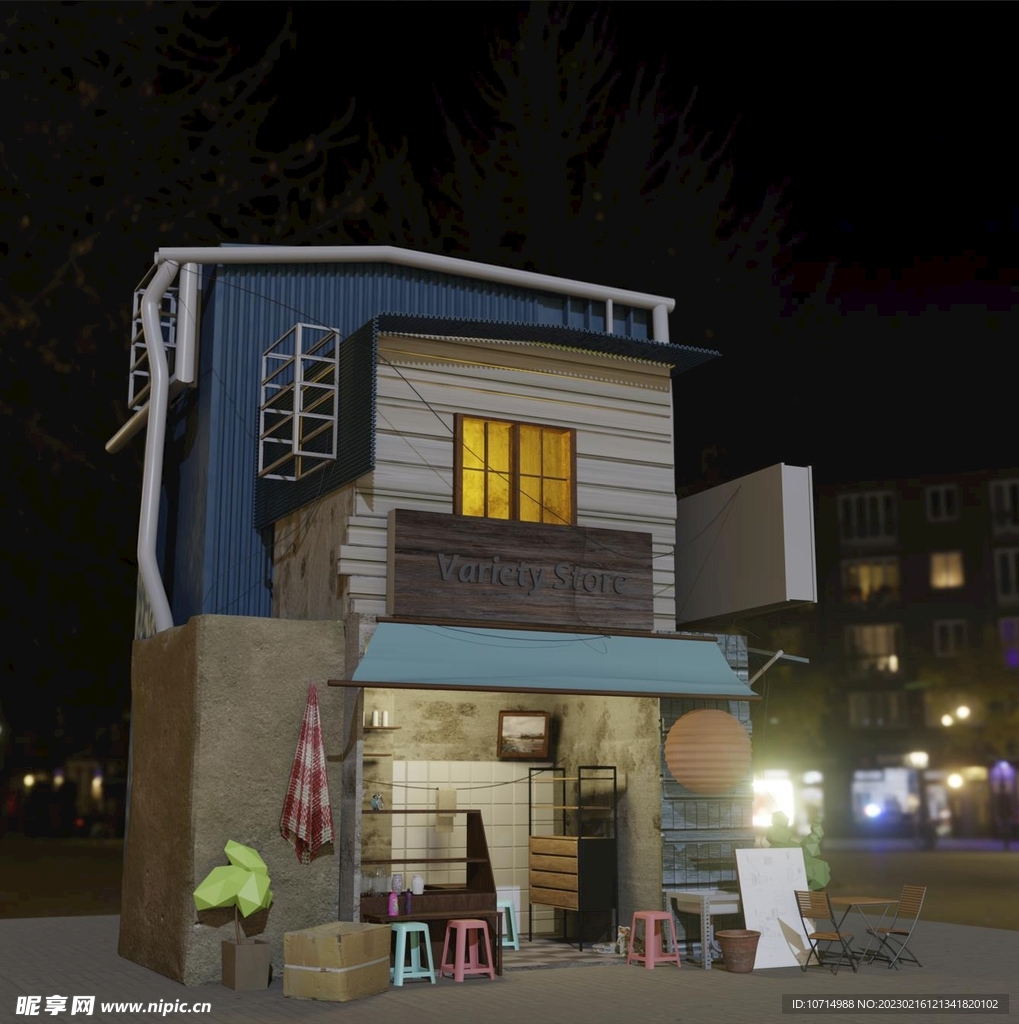 Blender 街边店铺