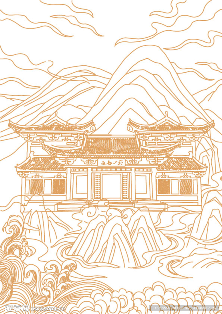 古建筑线稿
