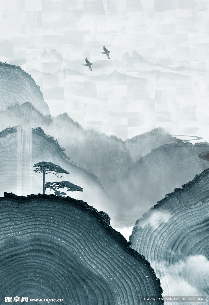 新中式山水背景